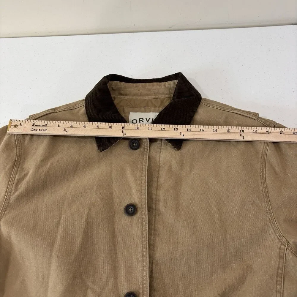 Orvis Field Barn Canvas Jacket Chore Coat Quilted Lining Men L Brown Corduroy